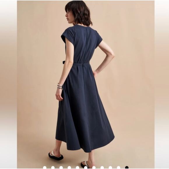 La Ligne Dress Small Andie Midnight A Line Maxi Navy Blue Crewneck Luxury Casual - Picture 3 of 13
